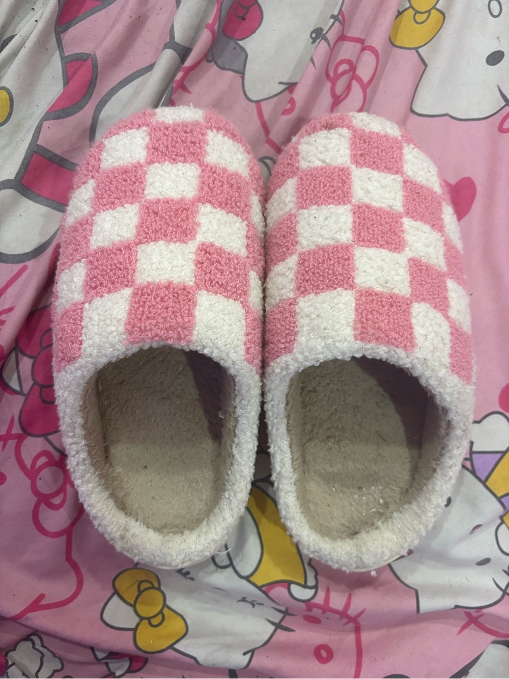 🎀 Cozy Pink & White Slippers (Soxe 9/10)